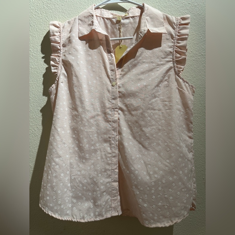 Pink Sleeveless Blouse with Ruffle Details